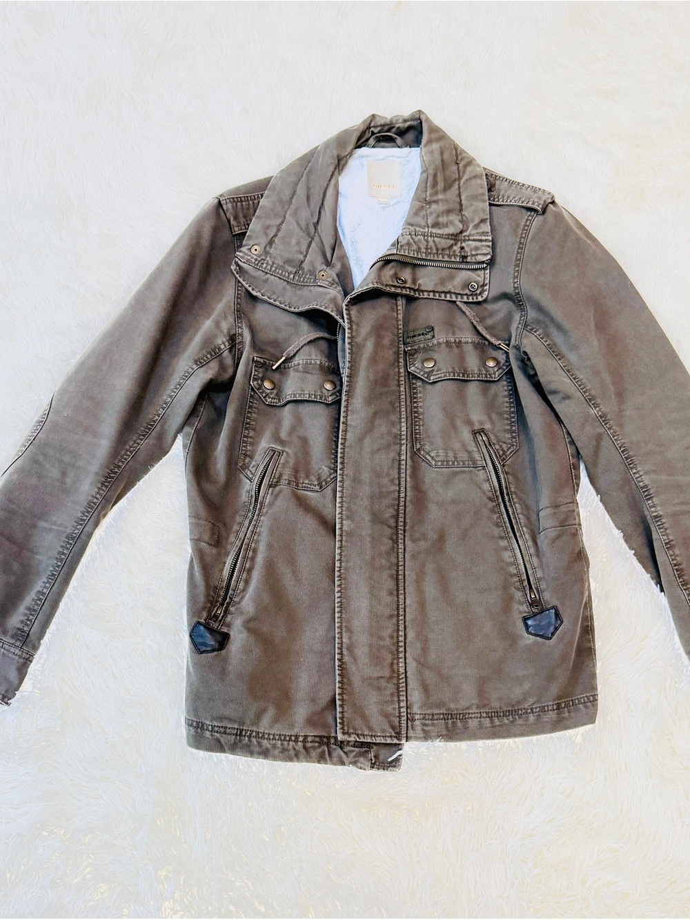 Diesel Men's Military Field Jacket in Charcoal Gray